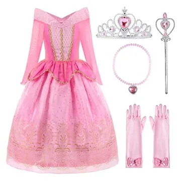 ReliBeauty Girls Princess Dress up Costume with Accessories, 4, Pink