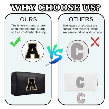 Personalized Makeup Bag with Initial Patch - Waterproof & Trendy