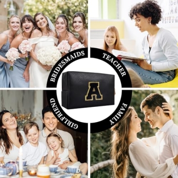 Personalized Makeup Bag with Initial Patch - Waterproof & Trendy