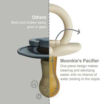 Moonkie Pacifiers Set of 2 | One-Piece Design Baby Pacifier with Large Air Holes | BPA-Free Safe Sil...
