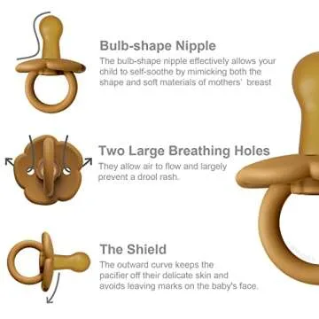 Moonkie Pacifiers Set of 2 | One-Piece Design Baby Pacifier with Large Air Holes | BPA-Free Safe Silicone Soother | 0-6 Months