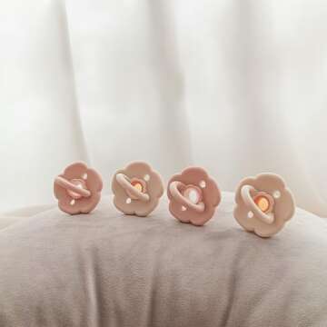 Moonkie Pacifiers Set of 2 | One-Piece Design Baby Pacifier with Large Air Holes | BPA-Free Safe Silicone Soother | 0-6 Months