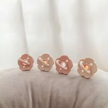 Moonkie Pacifiers Set of 2 | One-Piece Design Baby Pacifier with Large Air Holes | BPA-Free Safe Silicone Soother | 0-6 Months