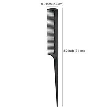 Rat Tail Comb, Black, 8.3 Inch - Pack of 20, 5 Hair Band (Tail Comb)