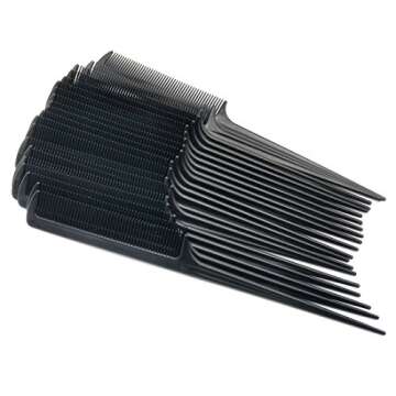 Rat Tail Comb, Black, 8.3 Inch - Pack of 20, 5 Hair Band (Tail Comb)