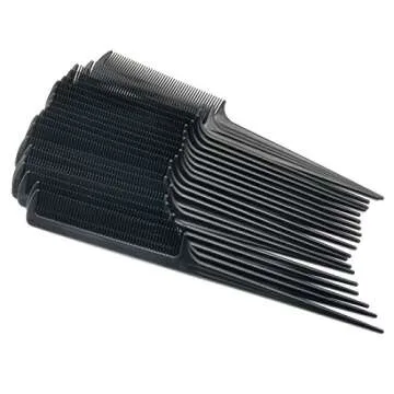 Rat Tail Comb, Black, 8.3 Inch - Pack of 20, 5 Hair Band (Tail Comb)