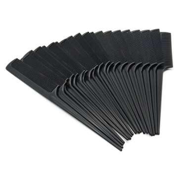 Rat Tail Comb, Black, 8.3 Inch - Pack of 20, 5 Hair Band (Tail Comb)