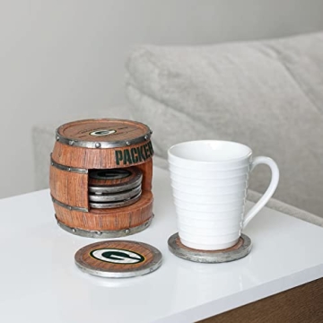 FOCO Green Bay Packers NFL Coaster Set - 5 Pack Barrel Style