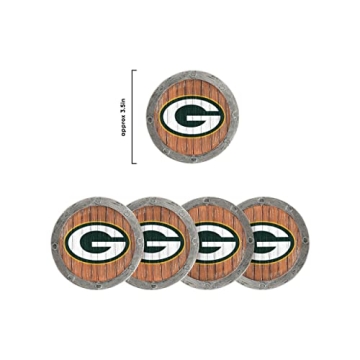 FOCO Green Bay Packers NFL Coaster Set - 5 Pack Barrel Style