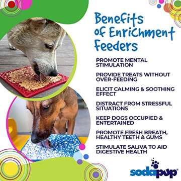 SodaPup Red Bones & Blue Jigsaw eMat Bundle – Durable Lick Mat Feeder Made in USA from Non-Toxic, Pet-Safe, Food Safe Rubber for Avoiding Overfeeding, Digestive Health, Calming, & More