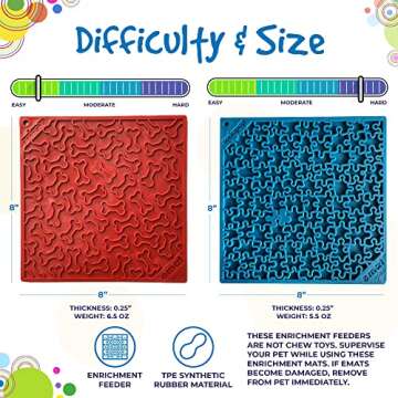 SodaPup Red Bones & Blue Jigsaw eMat Bundle – Durable Lick Mat Feeder Made in USA from Non-Toxic, Pet-Safe, Food Safe Rubber for Avoiding Overfeeding, Digestive Health, Calming, & More