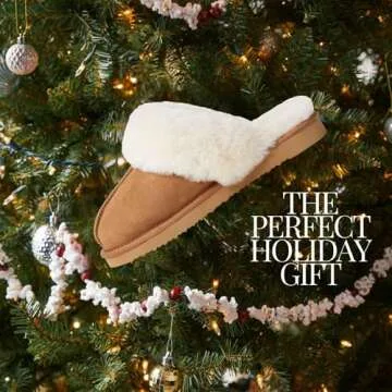 Dearfoams Womens Fireside Sydney Shearling Fur Indoor/Outdoor Scuff With Wide Widths Slipper, Chestnut, 7.5 US