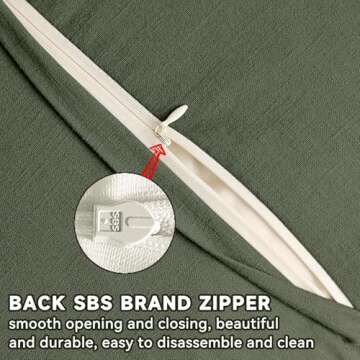 AmHoo Pack of 2 Linen Pillow Covers with Tassels Fringed Decorative Rustic Natural Throw Pillowcase Cushion for Couch Sofa Bedroom 20 x 20-Inch Green