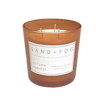 Sand + Fog Scented Candles - Autumn Harvest - Additional Scents and Sizes - 3 Wicks 100% Cotton Lead...