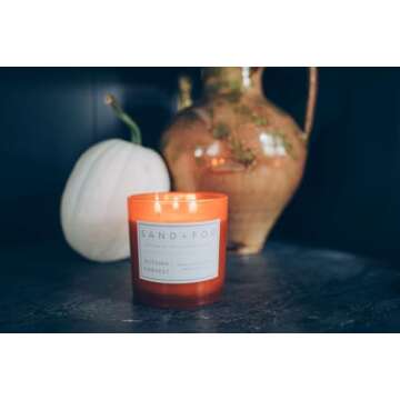 Sand + Fog Scented Candles - Autumn Harvest - Additional Scents and Sizes - 3 Wicks 100% Cotton Lead-Free - Luxury Air Freshening Jar Candles - Perfect Home Decor - 21 oz