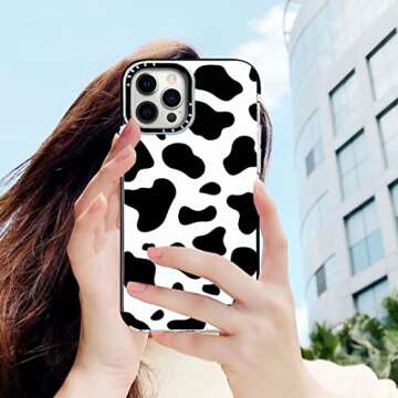 Abbery Designed for iPhone 12 Pro Max Case Cow, Cute Clear with Cow Print Pattern Design Soft Silico...