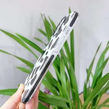 Abbery Designed for iPhone 12 Pro Max Case Cow, Cute Clear with Cow Print Pattern Design Soft Silicone TPU Sturdy Shockproof Protective Woman Girls Aesthetic Phone Case Cover