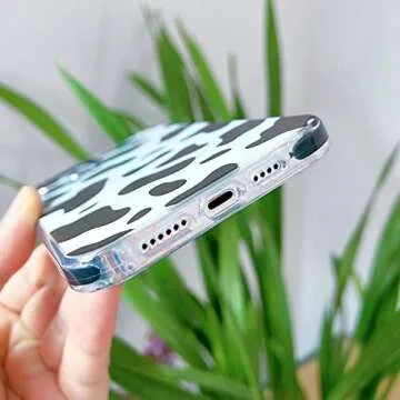 Abbery Designed for iPhone 12 Pro Max Case Cow, Cute Clear with Cow Print Pattern Design Soft Silicone TPU Sturdy Shockproof Protective Woman Girls Aesthetic Phone Case Cover
