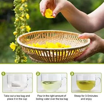 Mullein Leaf Tea, Mullein Tea Bags for Lung Cleanse, Respiratory Support and Mucous Membranes, Herbal Tea Caffeine Free, Non-GMO, 40 Tea Bags