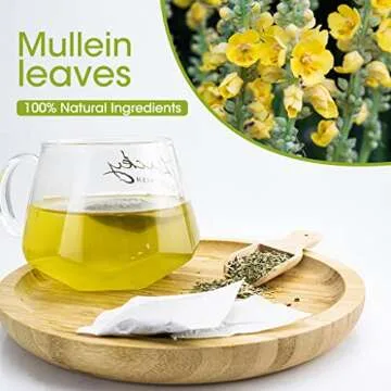 Mullein Leaf Tea, Mullein Tea Bags for Lung Cleanse, Respiratory Support and Mucous Membranes, Herbal Tea Caffeine Free, Non-GMO, 40 Tea Bags