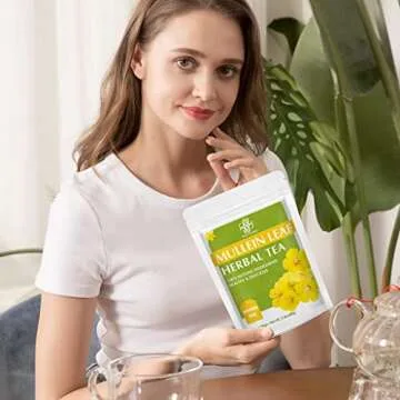 Mullein Leaf Tea, Mullein Tea Bags for Lung Cleanse, Respiratory Support and Mucous Membranes, Herbal Tea Caffeine Free, Non-GMO, 40 Tea Bags