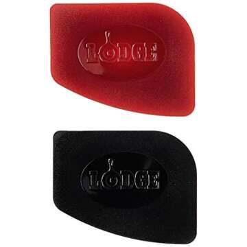 Lodge SCRAPERPK Durable Polycarbonate Pan Scrapers, Red and Black, 2 Count
