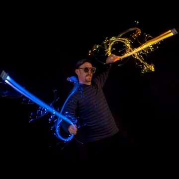 FiberFlies Pixelwhip rev4 6' fiber optic dance whip w/ 360 rotation