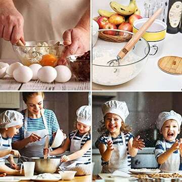 Natluss Original Danish Dough Whisk Dutch Style 13" Stainless Steel Large Wooden Hand Dough Mixer Baking Tool For Bread, Batter, Cake, Pastry, Pancake mixer, Cookie Dough Mixer For Cooking and Baking