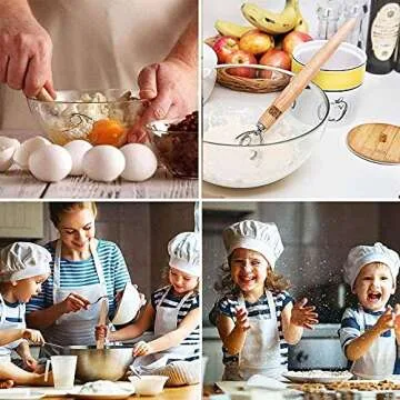 Natluss Original Danish Dough Whisk Dutch Style 13" Stainless Steel Large Wooden Hand Dough Mixer Baking Tool For Bread, Batter, Cake, Pastry, Pancake mixer, Cookie Dough Mixer For Cooking and Baking