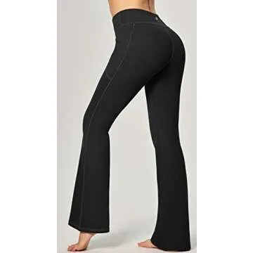 Heathyoga Women's Yoga Pants with Pockets for Women Bootcut Wide Leg Pants for Women High Waisted Workout Pants Black