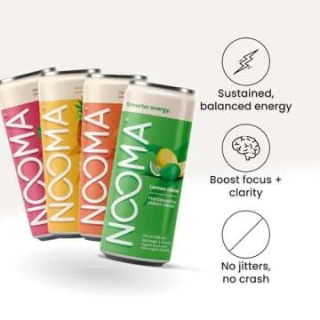 NOOMA - Performance Energy Drink - Pre Workout Drink - Nootropics, Adaptogens + Electrolytes - 120mg Clean Caffeine, 15 Calories & 2g Sugar - Variety Pack -12 Pack -12oz ea.