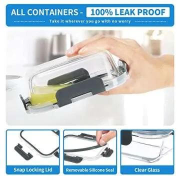 GULFLIN 24-Piece Small Glass Food Storage Containers with Lids Airtight, 1.5 Cup Meal Prep Containers Set, Microwave&Dishwasher Safe, Leak-Proof, BPA-Free, Grey