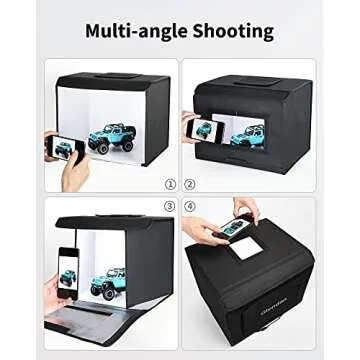 Glendan Photo Studio Light Box,16"x12" Portable Dimmable Product Photography Shooting Tent Kit with 176 High Color Rendering Index LED Lights & 6 Backdrops for Jewelry and Small Items