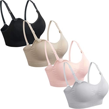 GXXGE 4Pack Nursing Bra for Breastfeeding Maternity Bras Push Up Silk Seamless Pregnancy Bralette Un...