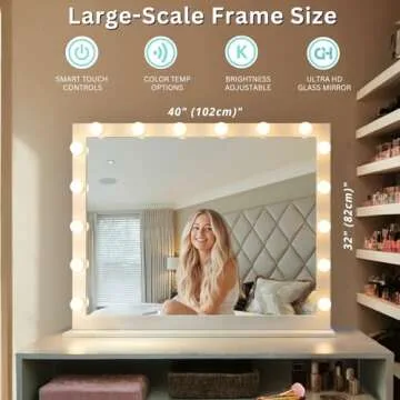 LUXFURNI Large Hollywood Vanity Mirror with Lights