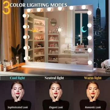 LUXFURNI Large Hollywood Vanity Mirror with Lights