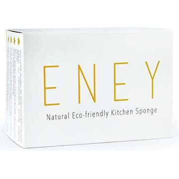ENEY Eco-Friendly Natural Kitchen Washing Up Sponge | 100% Plant-Based Biodegradable | Four Pack of Non-Odor Dish Sponges | Sustainable Unbleached Loofah | Plastic-Free