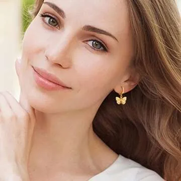 SANNYRA Spike Earrings for Women - 14K Gold Plated Beach Sea Drop Dangle Earrings - Seashell Beachy Jewelry