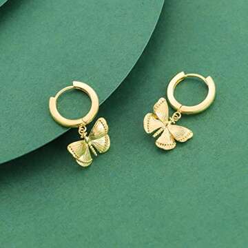 SANNYRA Spike Earrings for Women - 14K Gold Plated Beach Sea Drop Dangle Earrings - Seashell Beachy Jewelry