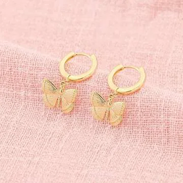 SANNYRA Spike Earrings for Women - 14K Gold Plated Beach Sea Drop Dangle Earrings - Seashell Beachy Jewelry