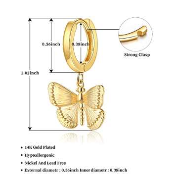 SANNYRA Spike Earrings for Women - 14K Gold Plated Beach Sea Drop Dangle Earrings - Seashell Beachy Jewelry