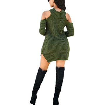 Chic Green Sweater Dress for Women - Casual Winter Style