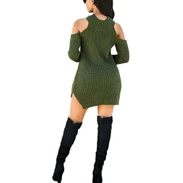 Chic Green Sweater Dress for Women - Casual Winter Style