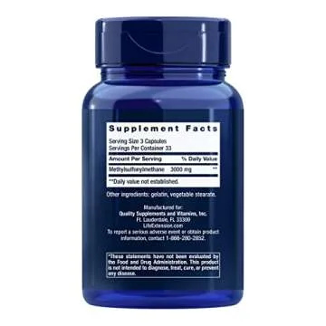 Life Extension MSM, 1000 mg, methylsulfonylmethane, Supports Healthy Joints, Helps Relieve Muscle an...