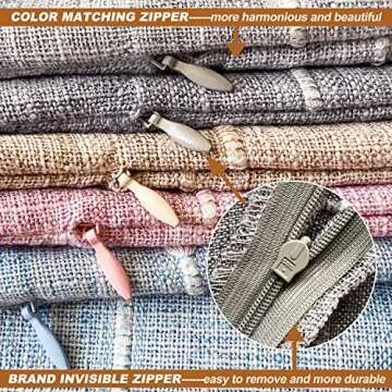 AmHoo Pack of 2 Farmhouse Plaid Decorative Throw Pillow Covers Modern Jacquard Pillowcases Faux Linen Cushion Covers Set for Sofa Couch Bedroom,18x18Inch,Light Coffee