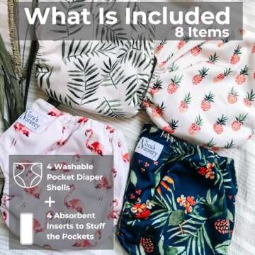 The Hollywood Hotel 4-Pack Cloth Pocket Diapers with 4 Inserts