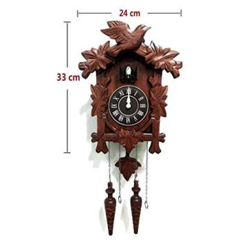 Rylai Cuckoo Clock Vintage Large Wooden Wall Clock Handcrafted 13x9.5 Inch Brown