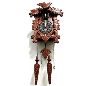Rylai Cuckoo Clock Vintage Large Wooden Wall Clock Handcrafted 13x9.5 Inch Brown