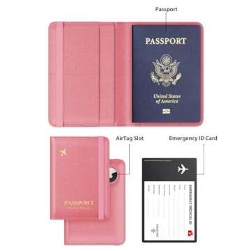Stouchi AirTag Passport Holder, Cute Passport Holder with Airtag Slot, RFID Passport Wallet Cover fo...
