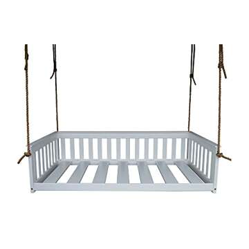 A&L Furniture VersaLoft Amish-Made Pine Twin Mission Swingbed with Rope, White